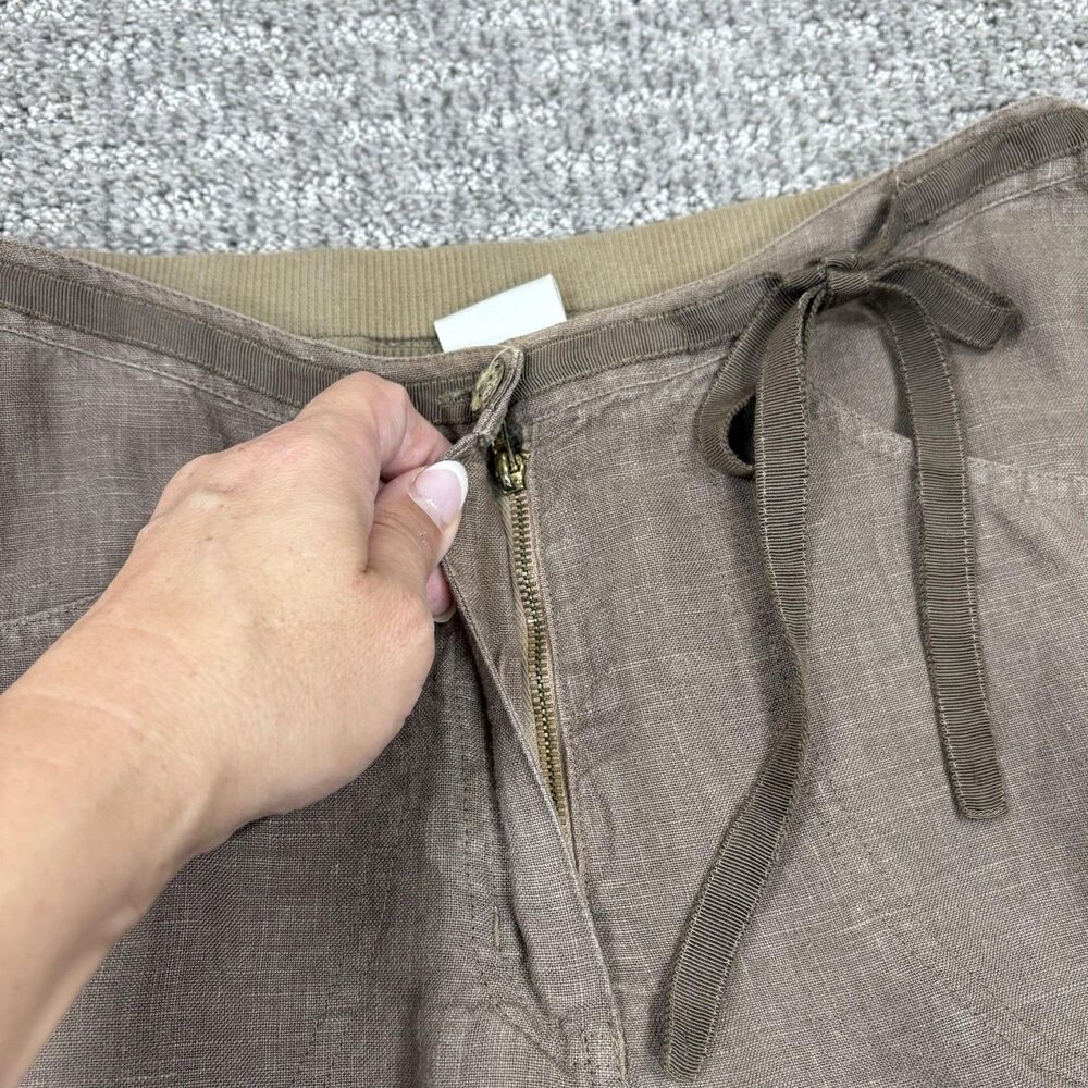 Kleen Pants Women XS Brown Linen Wide Leg Cropped Capsule Lagenlook Boho Granola - Picture 4 of 8